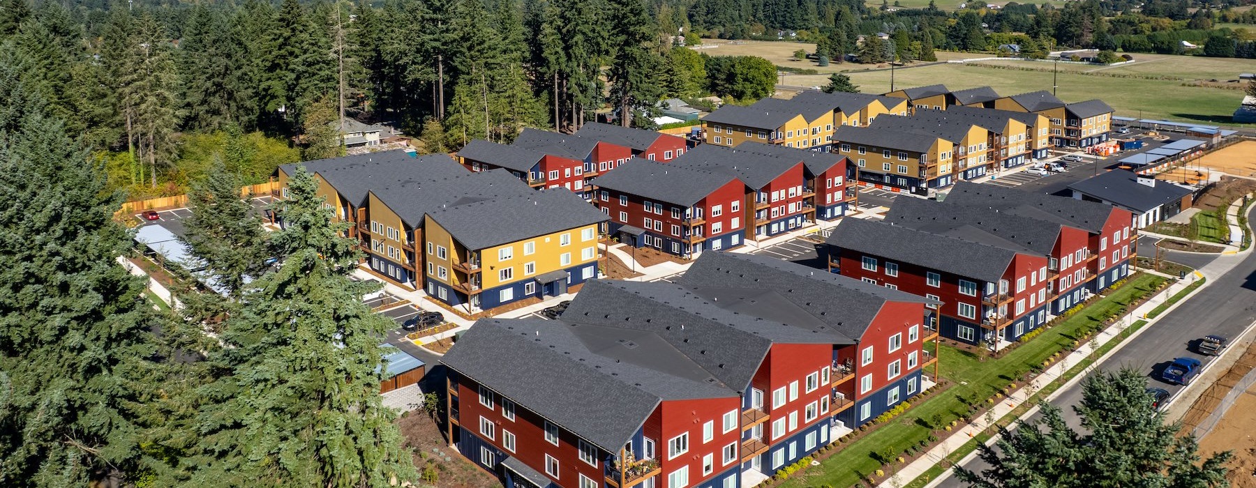an aerial view of a neighborhood